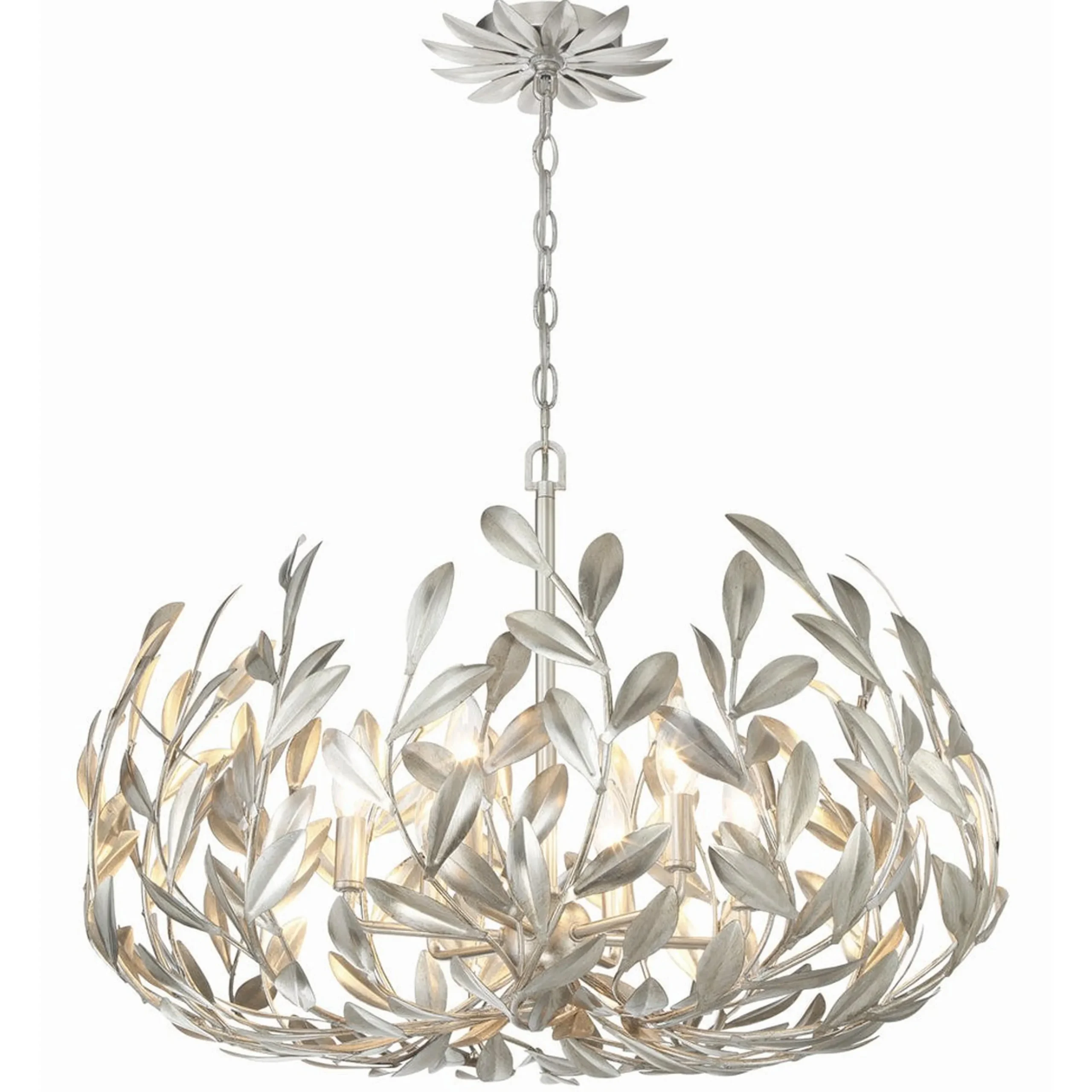 Olive Leaf Blooming Chandelier - 6 Light