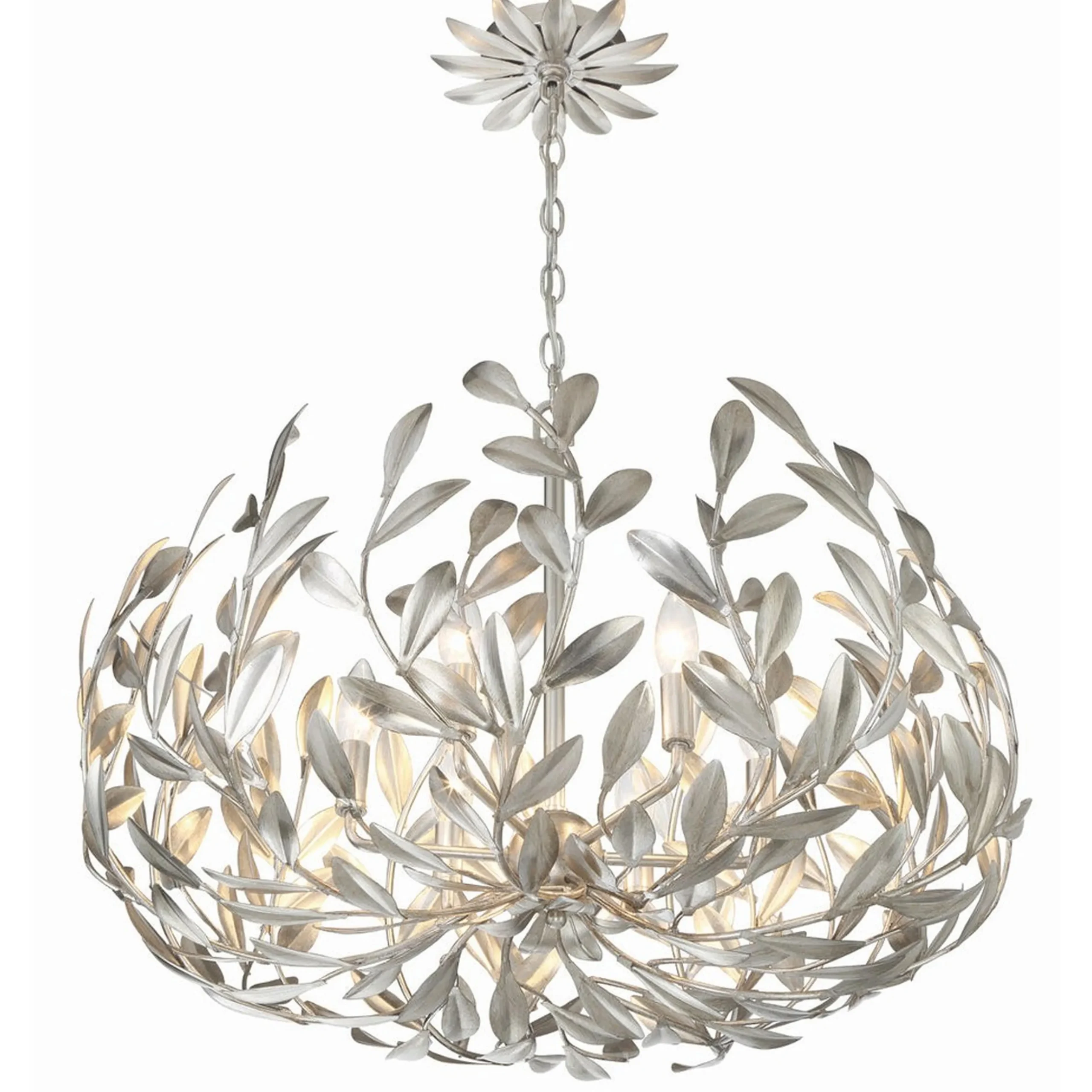 Olive Leaf Blooming Chandelier - 6 Light