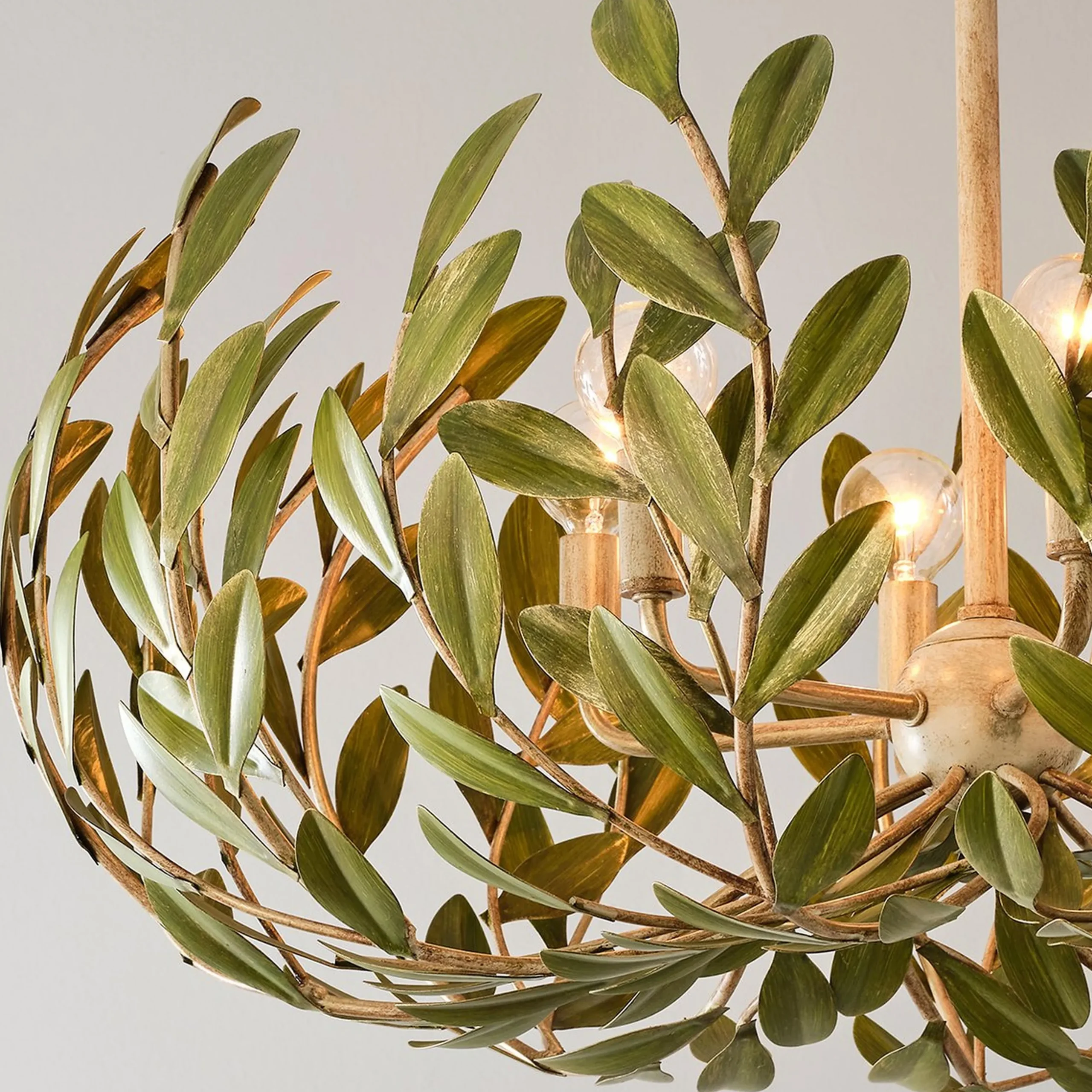 Olive Leaf Blooming Chandelier - 6 Light
