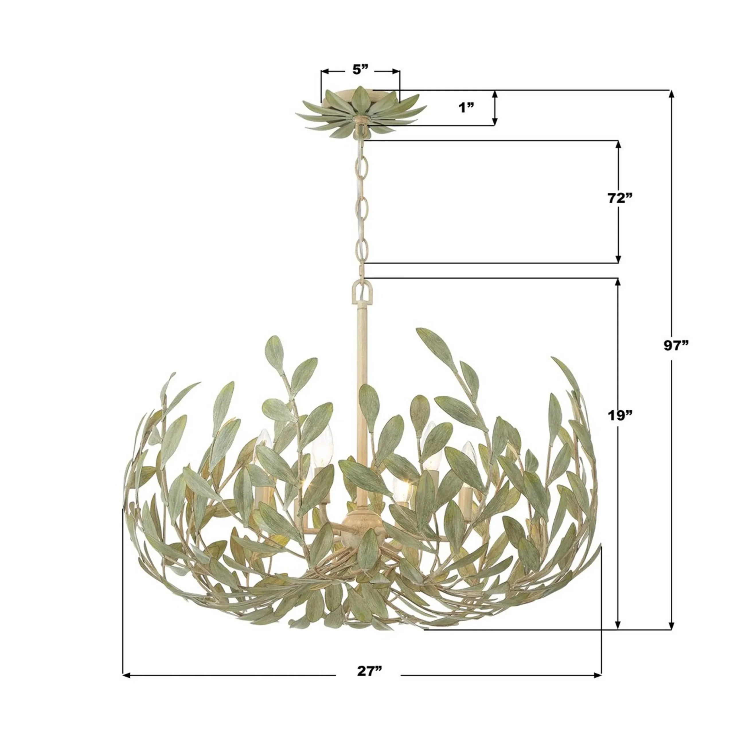 Olive Leaf Blooming Chandelier - 6 Light