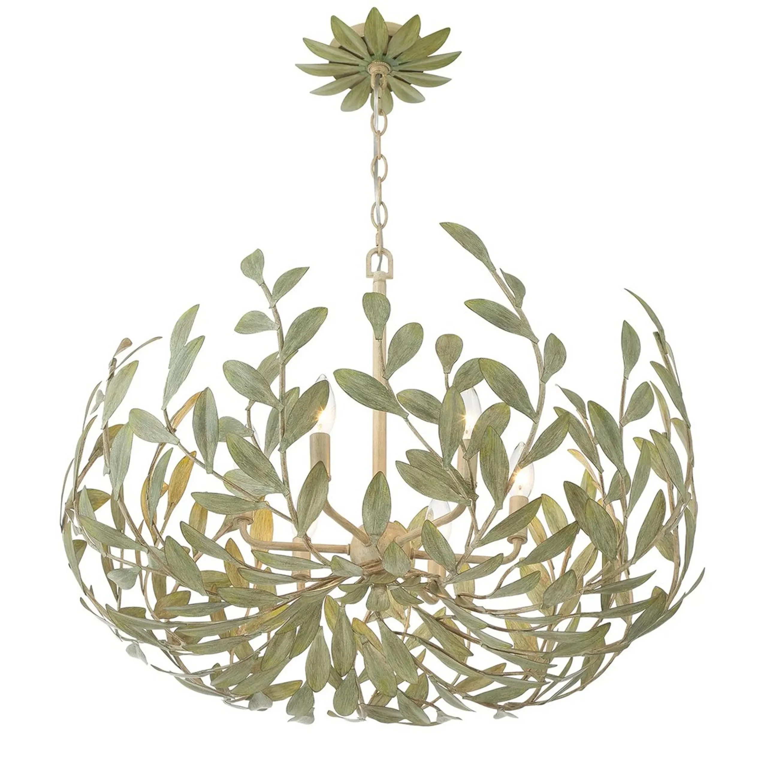 Olive Leaf Blooming Chandelier - 6 Light