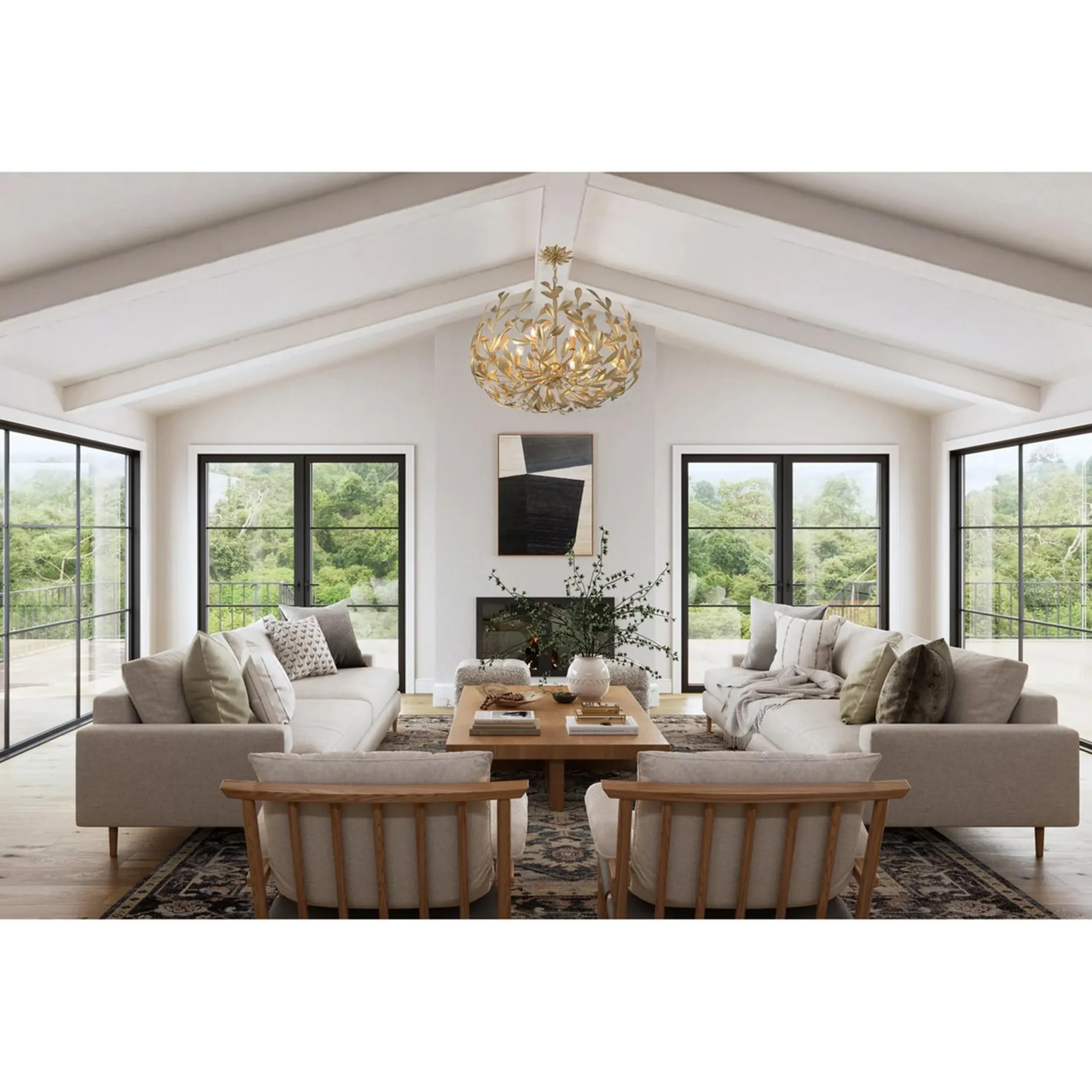 Olive Leaf Blooming Chandelier - 6 Light