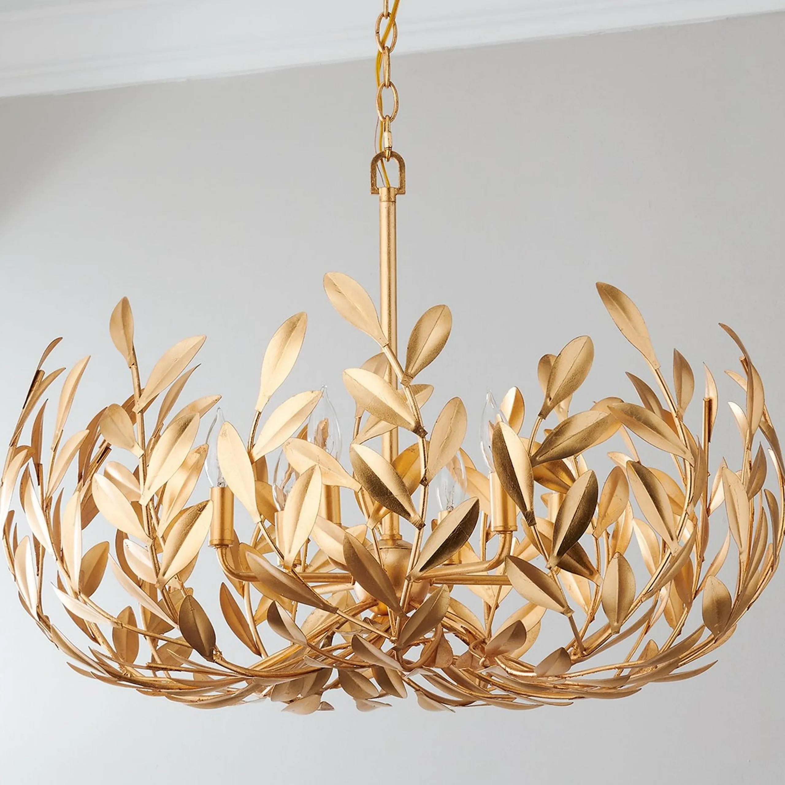 Olive Leaf Blooming Chandelier - 6 Light