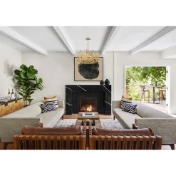 Olive Leaf Blooming Chandelier - 6 Light