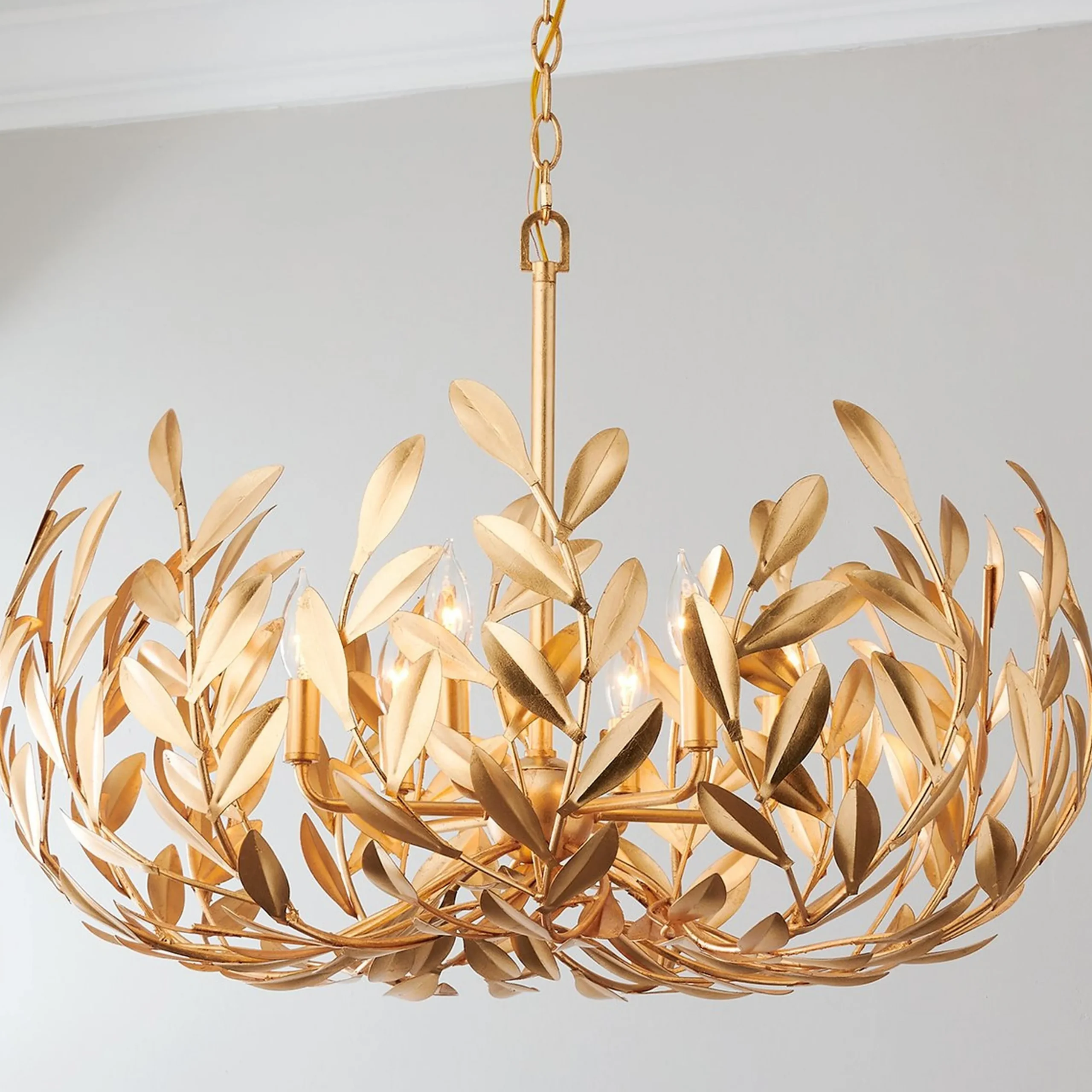 Olive Leaf Blooming Chandelier - 6 Light