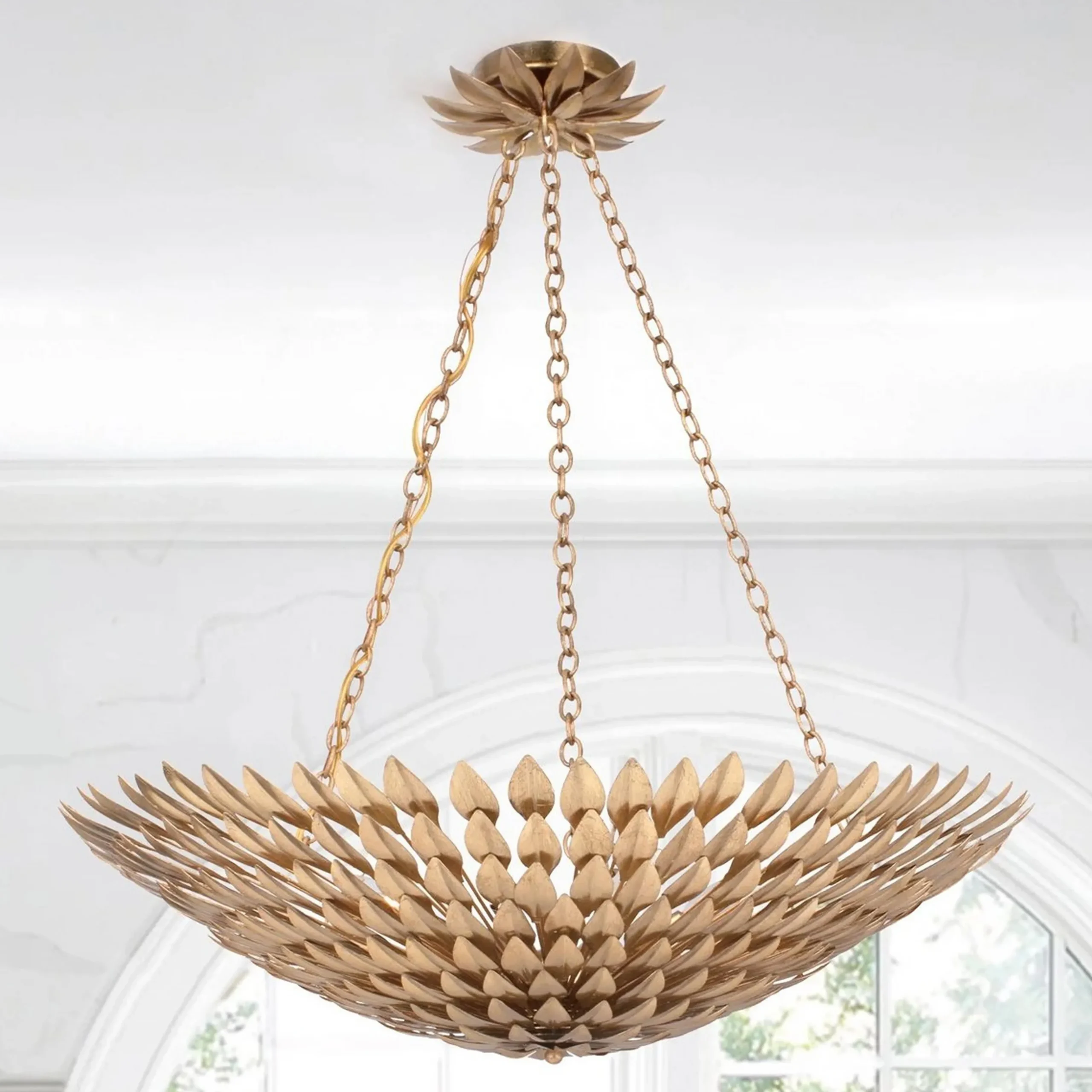 Olive Leaf Convertible Chandelier - 6 Light