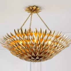 Olive Leaf Convertible Chandelier - 6 Light