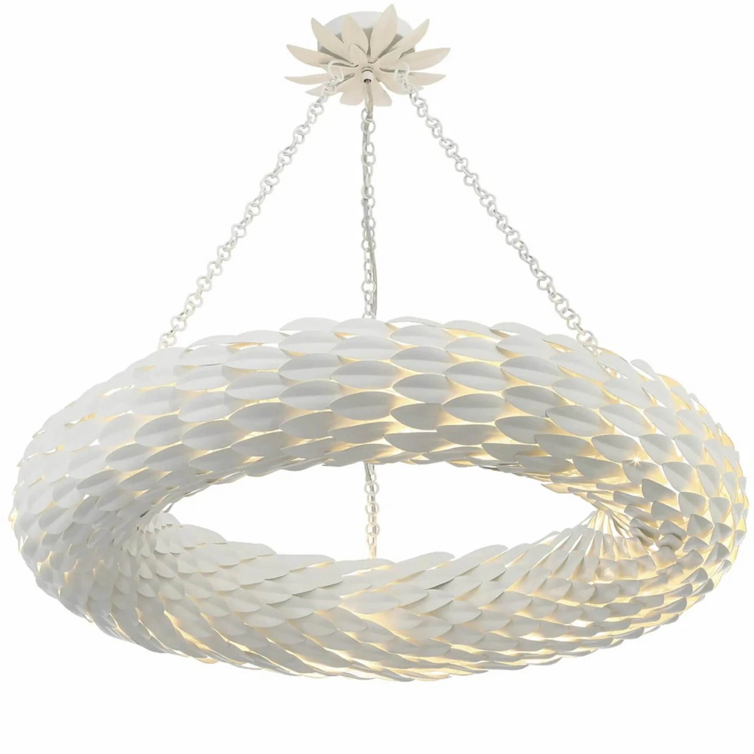 Olive Leaf Convertible Halo Chandelier - 24"