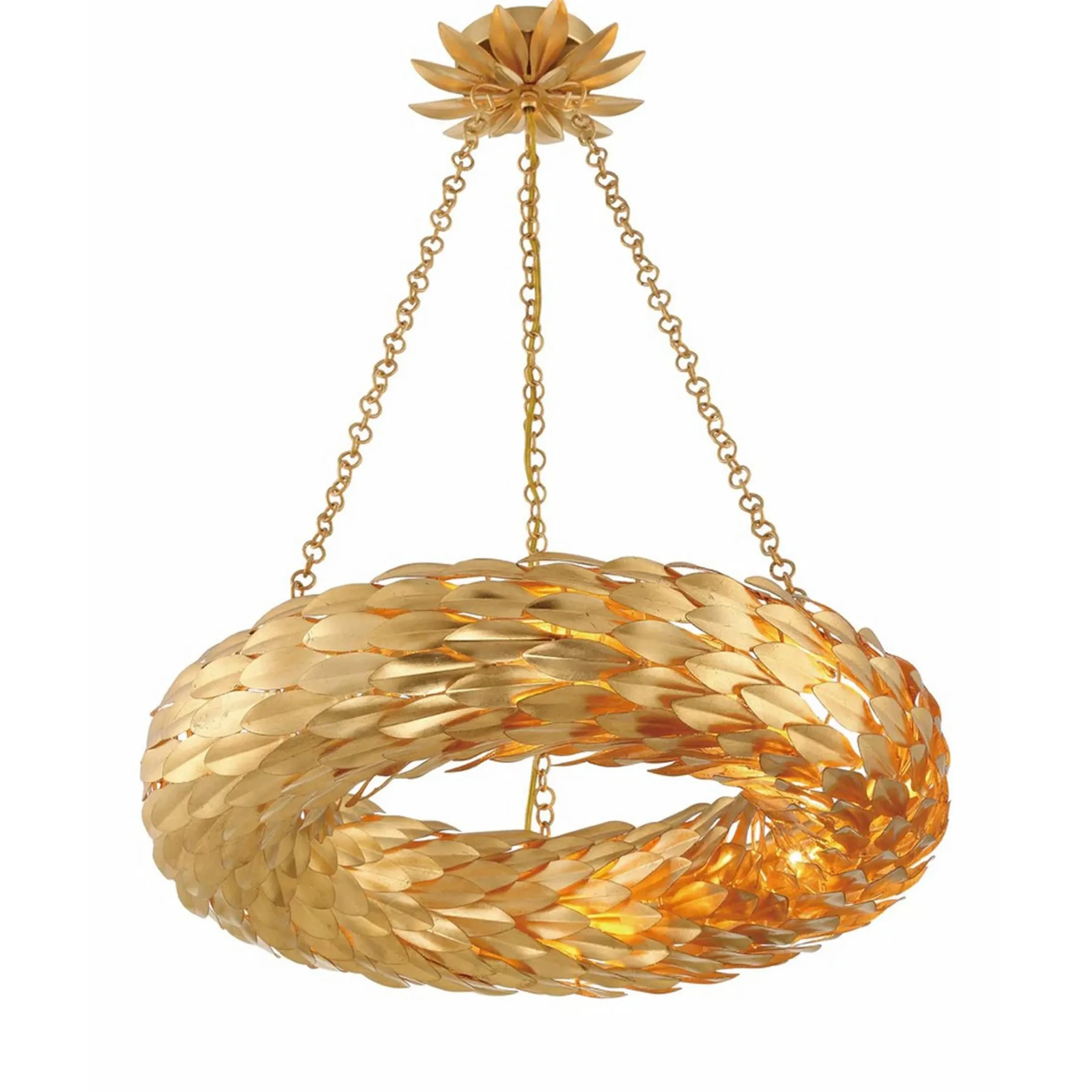 Olive Leaf Convertible Halo Chandelier - 24"