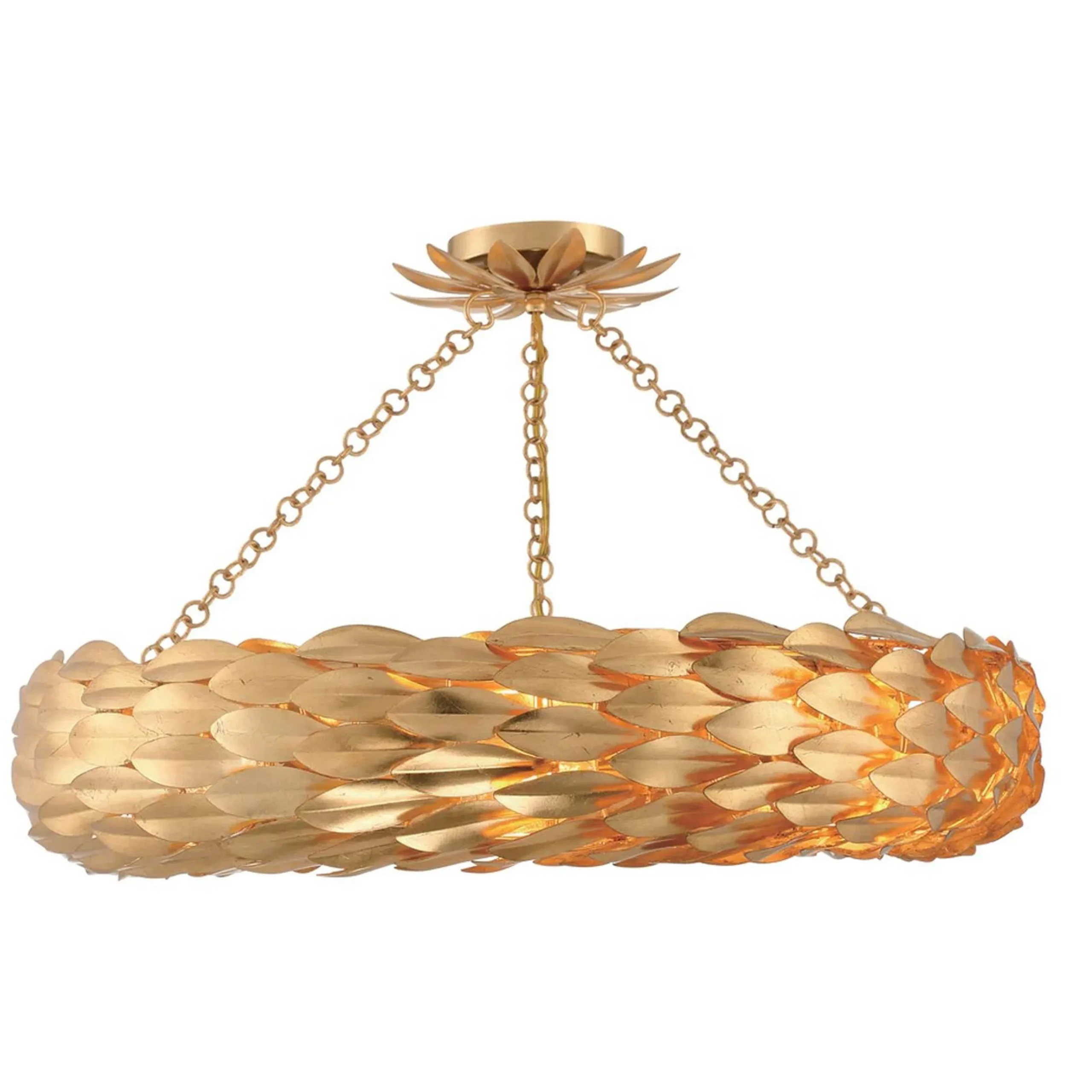 Olive Leaf Convertible Halo Chandelier - 24"