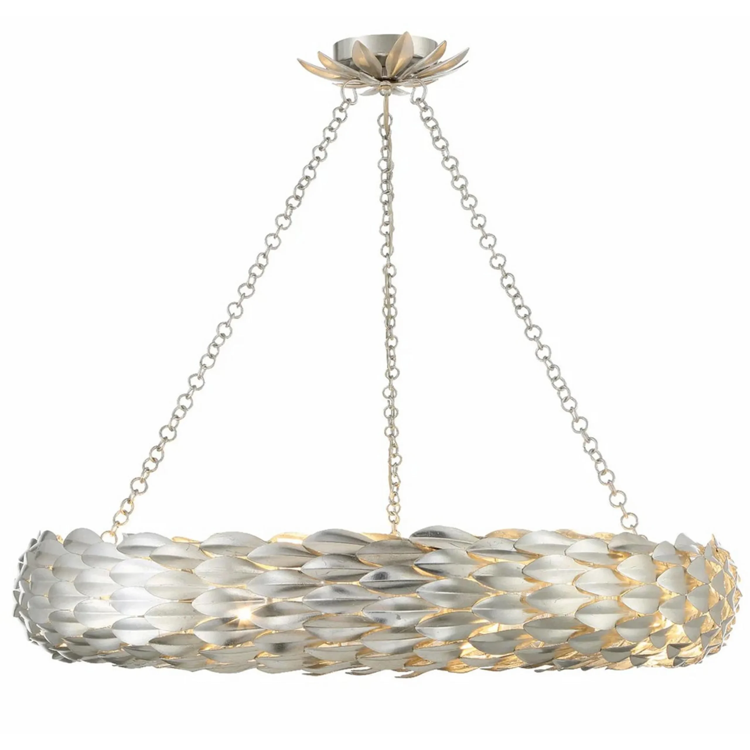 Olive Leaf Convertible Halo Chandelier - 34"