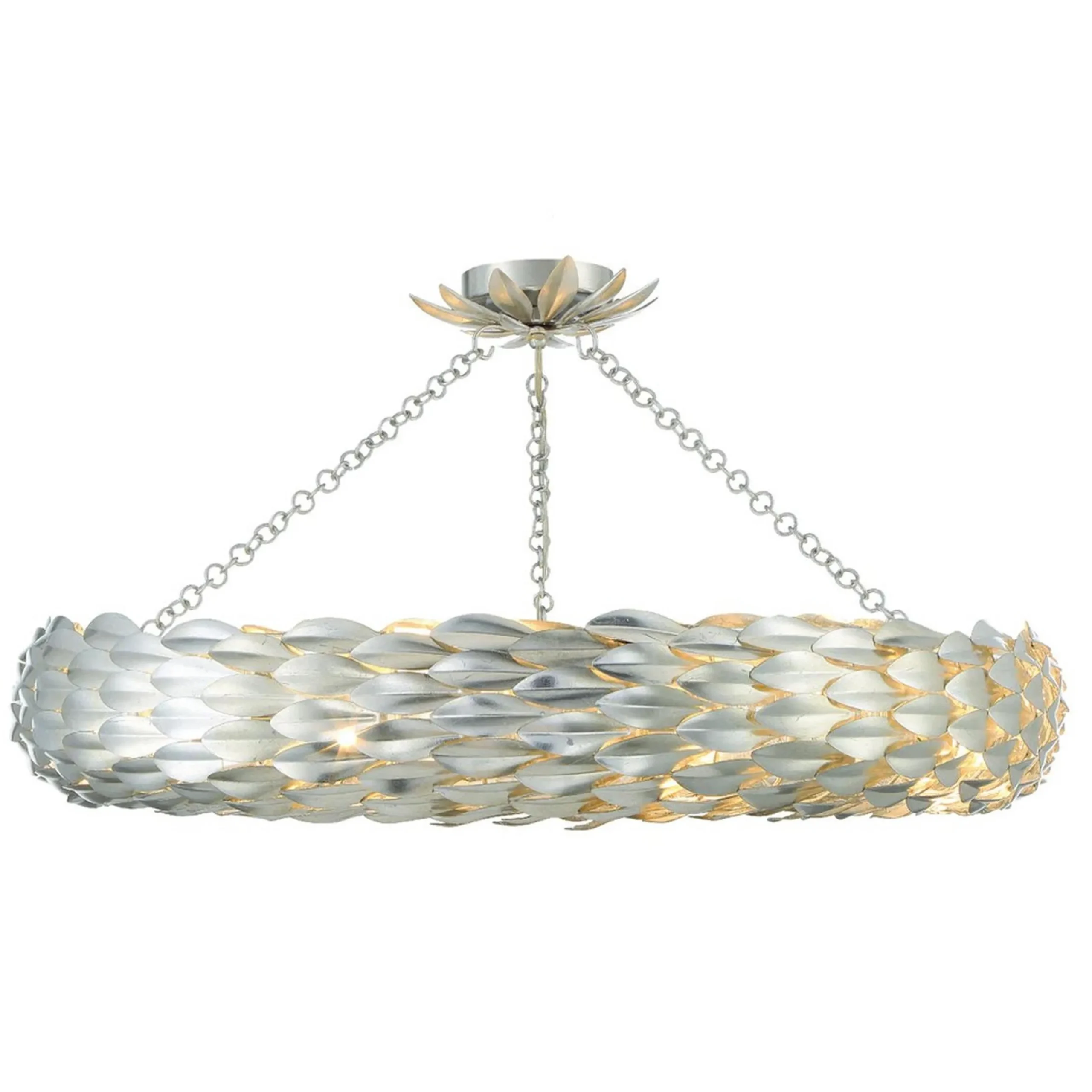 Olive Leaf Convertible Halo Chandelier - 34"