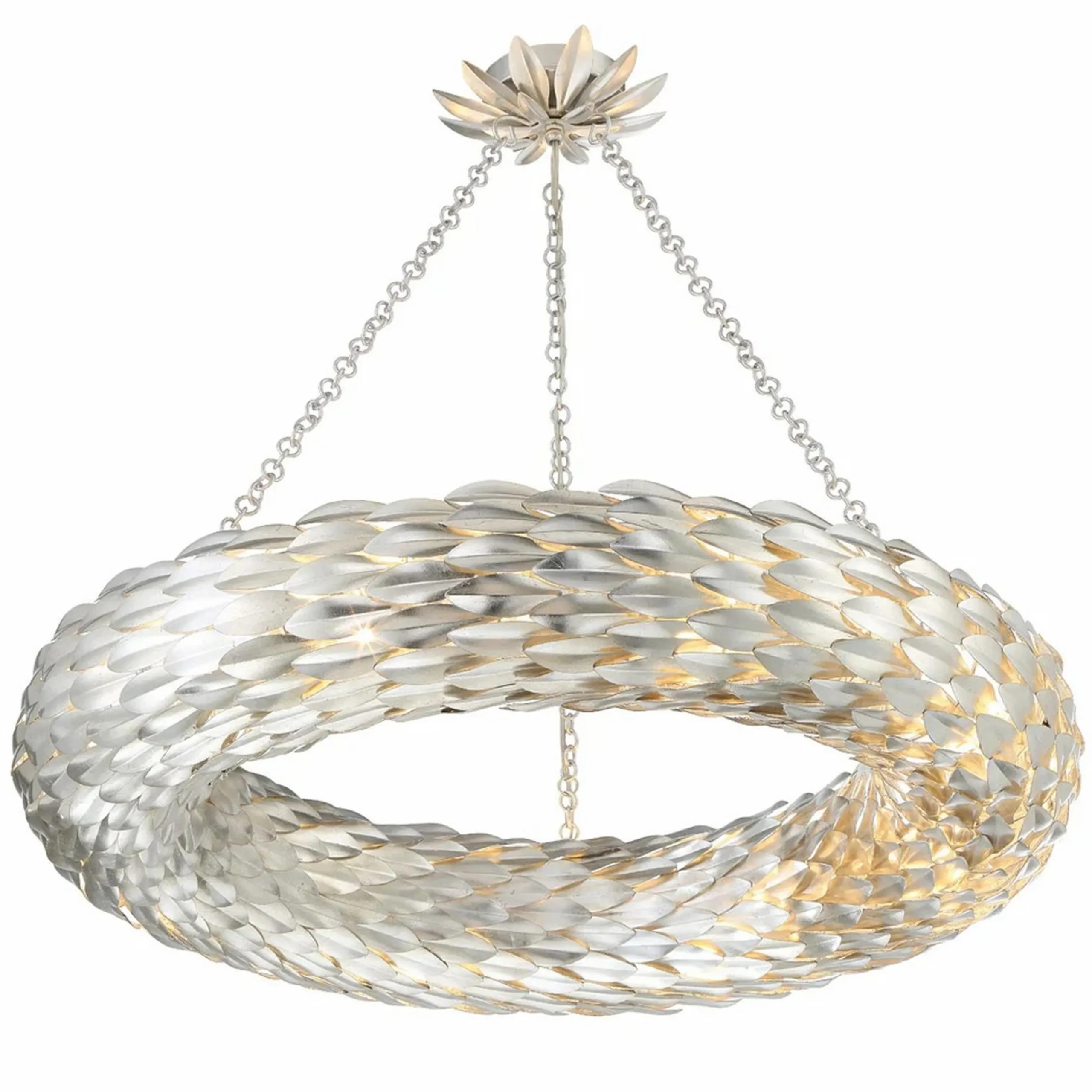 Olive Leaf Convertible Halo Chandelier - 34"