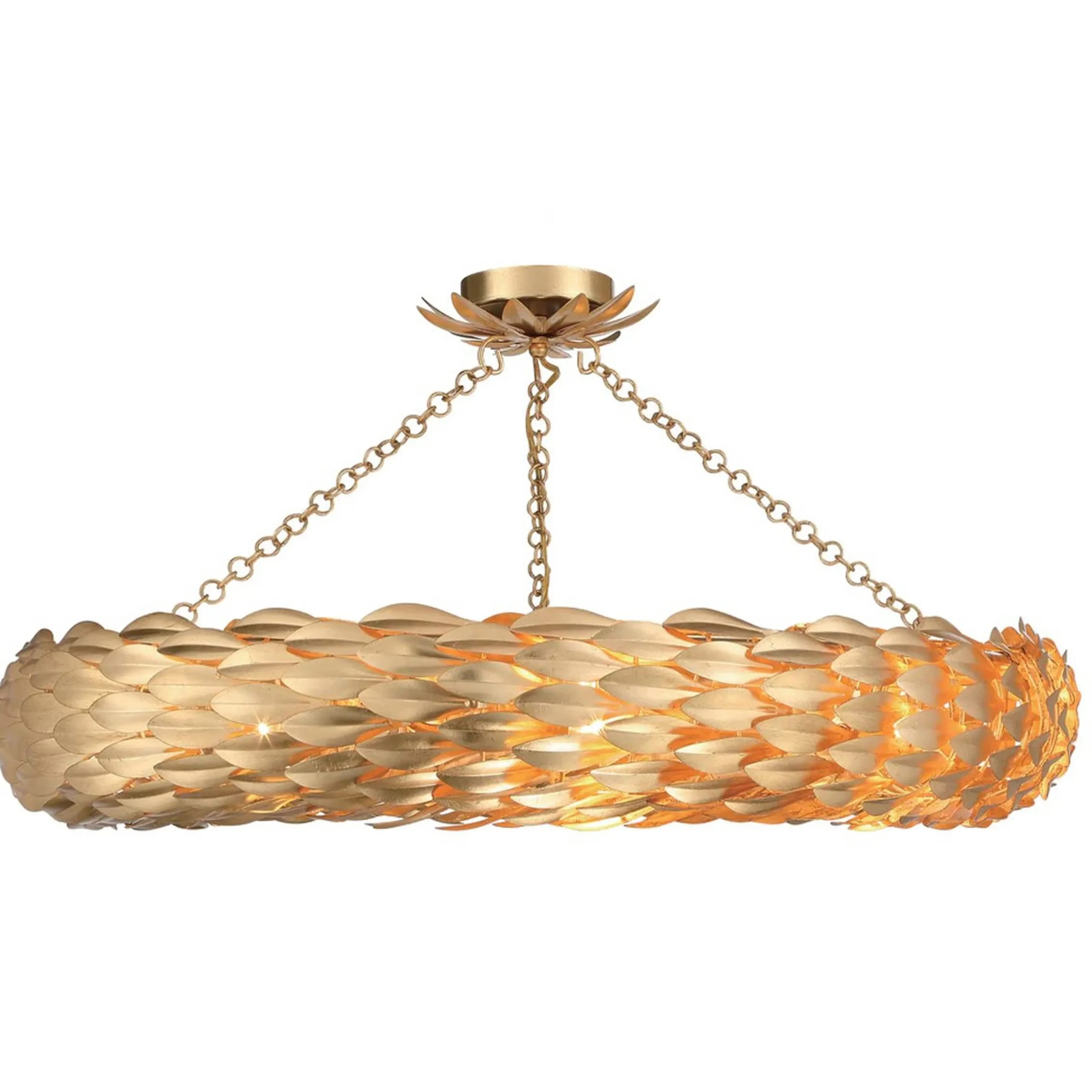 Olive Leaf Convertible Halo Chandelier - 34"