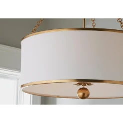 Olive Leaf Drum Shade Chandelier - 6 Light