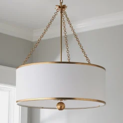Olive Leaf Drum Shade Chandelier - 6 Light