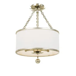 Olive Leaf Drum Shade Chandelier - 3 Light