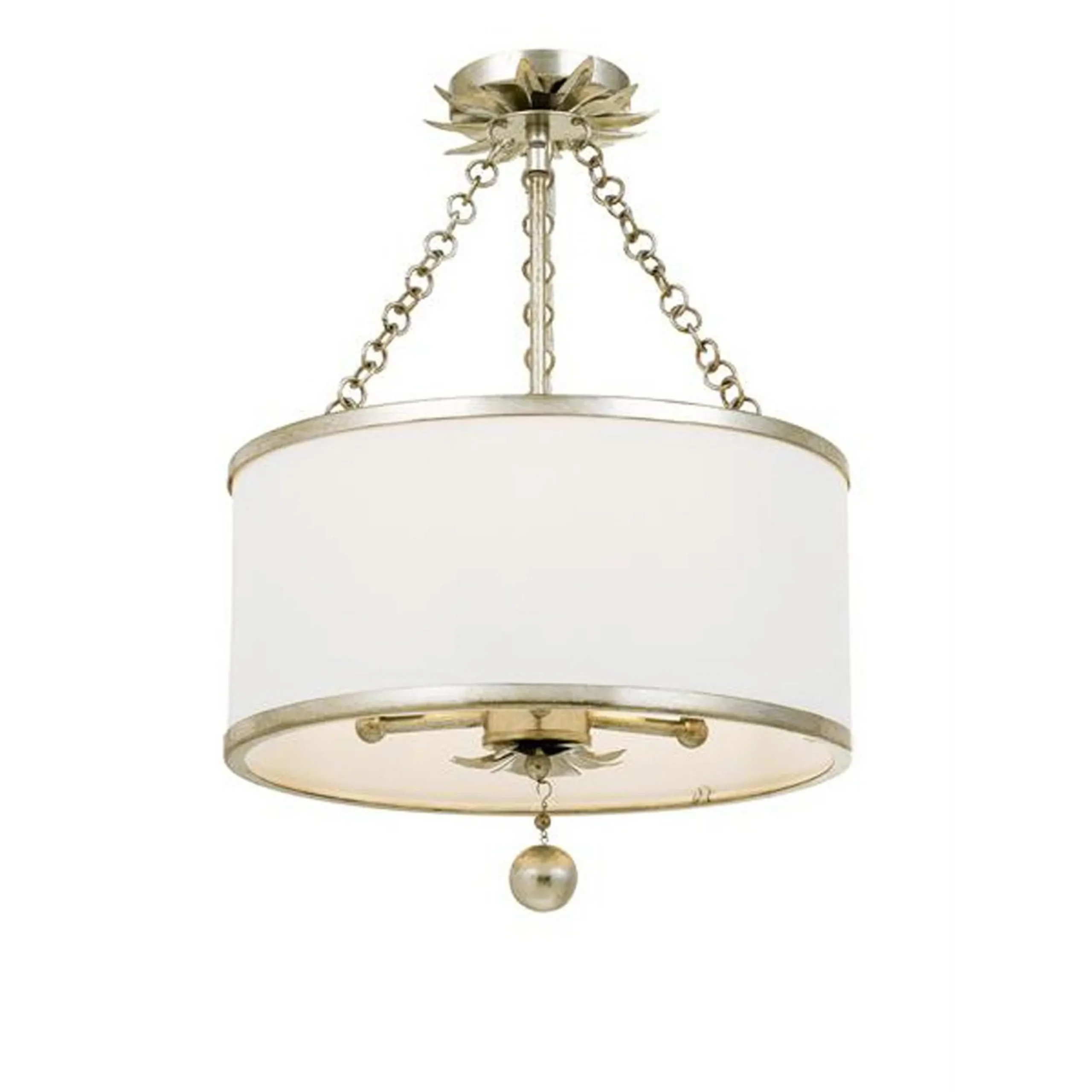 Olive Leaf Drum Shade Chandelier - 3 Light