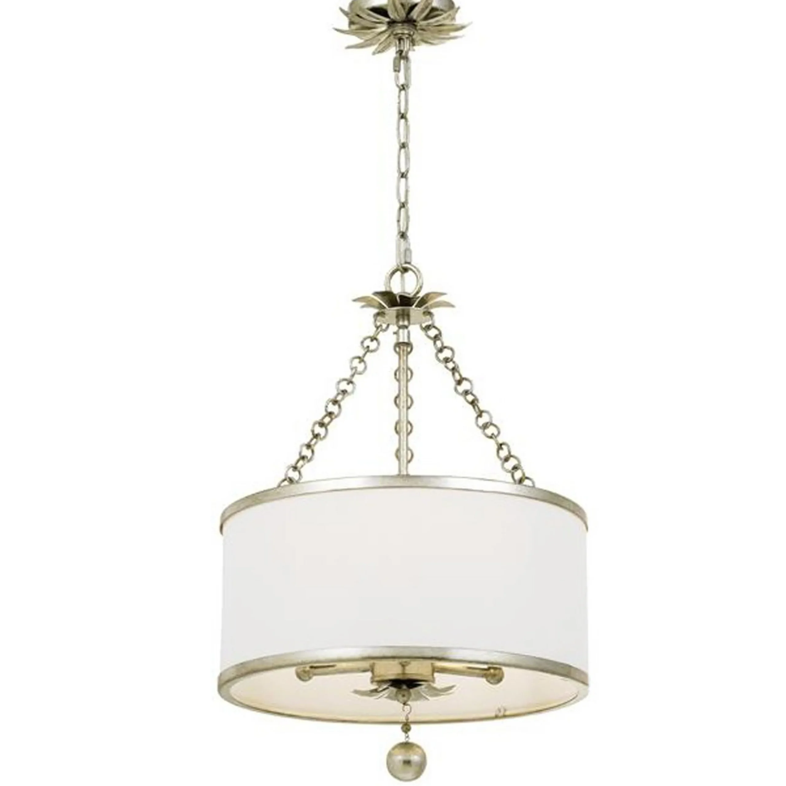 Olive Leaf Drum Shade Chandelier - 3 Light