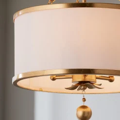 Olive Leaf Drum Shade Chandelier - 3 Light