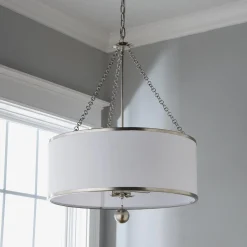 Olive Leaf Drum Shade Chandelier - 6 Light