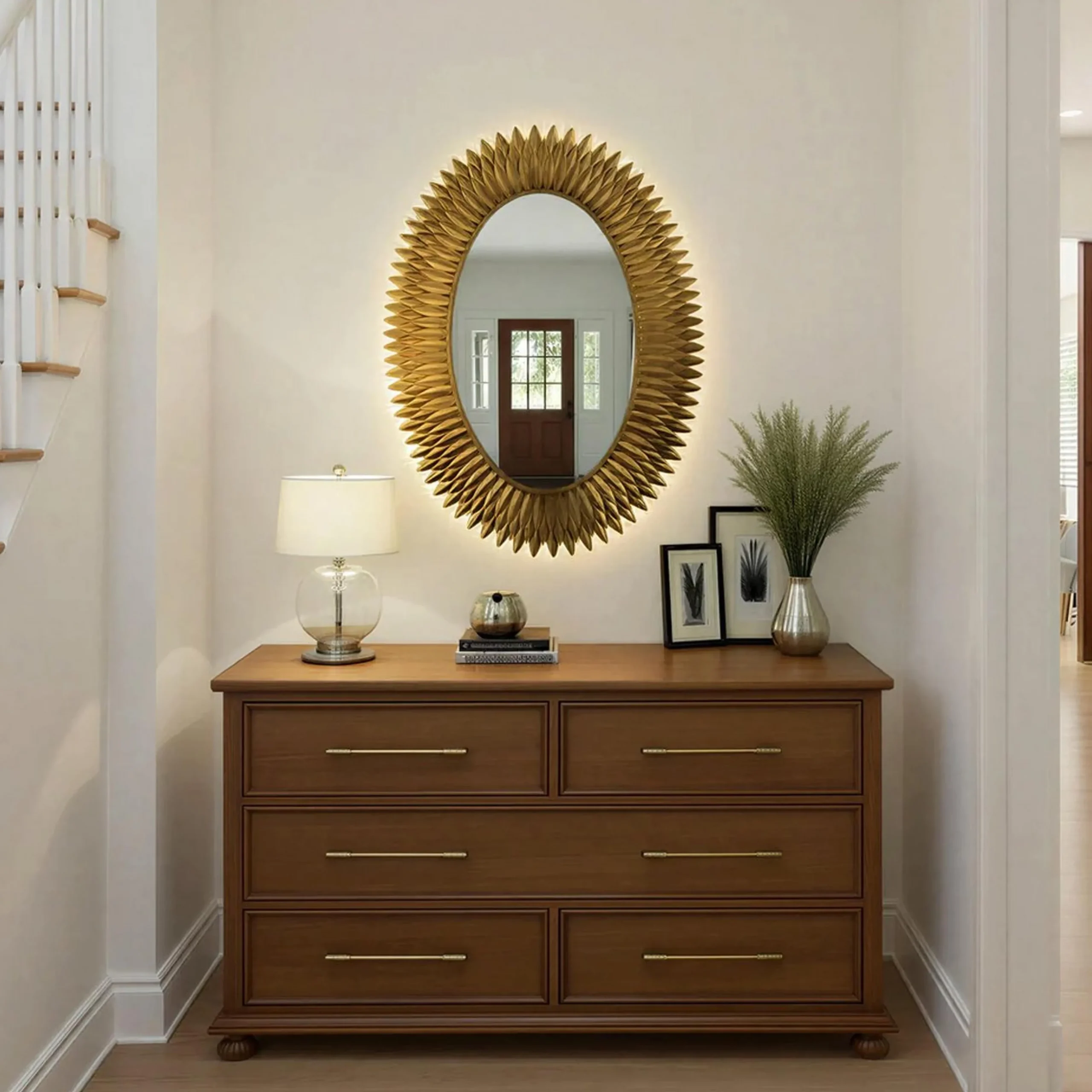 Olive Leaf LED Mirror - 31"