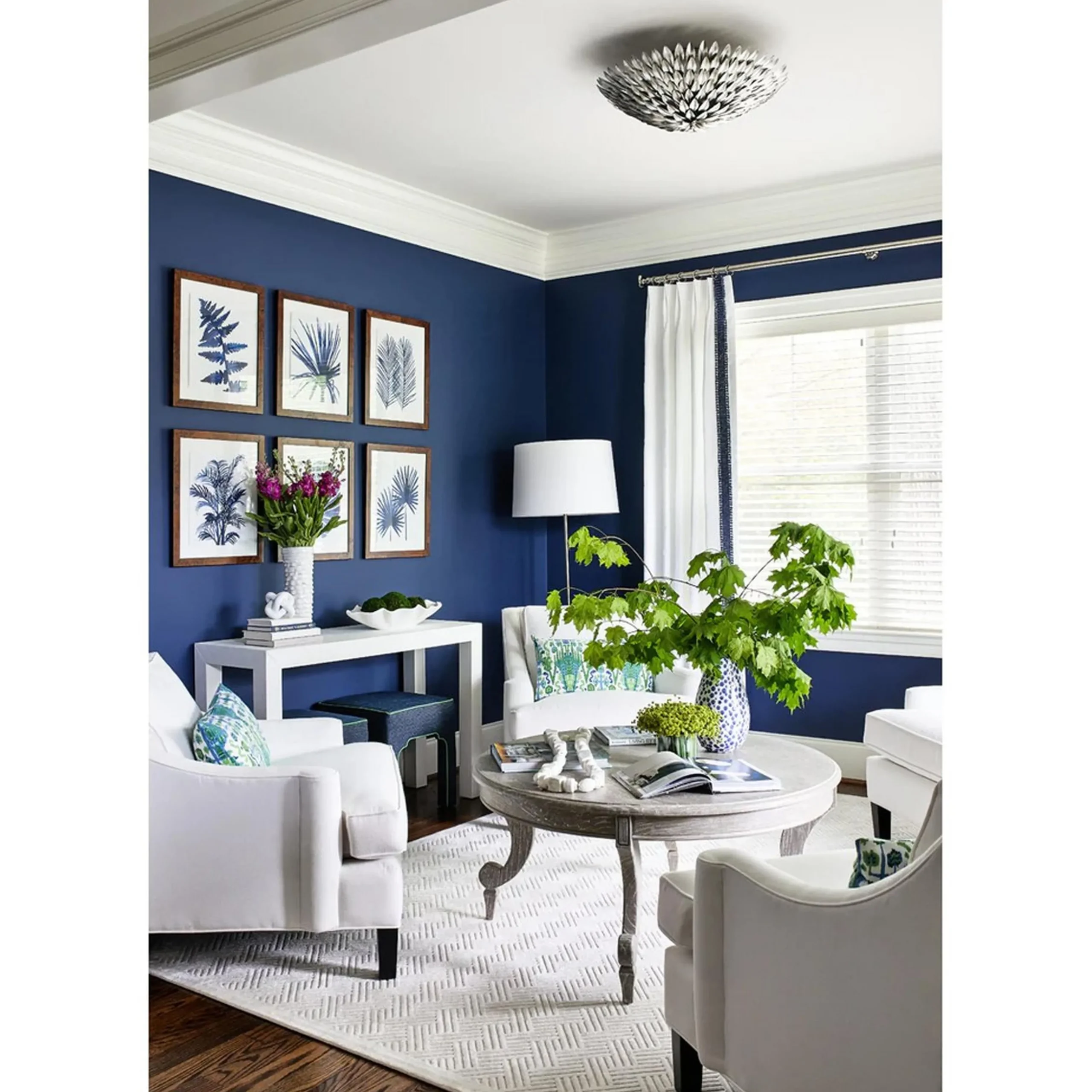 Olive Leaf Semi-Flush Ceiling Light - 6 Light