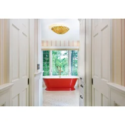 Olive Leaf Semi-Flush Ceiling Light - 6 Light