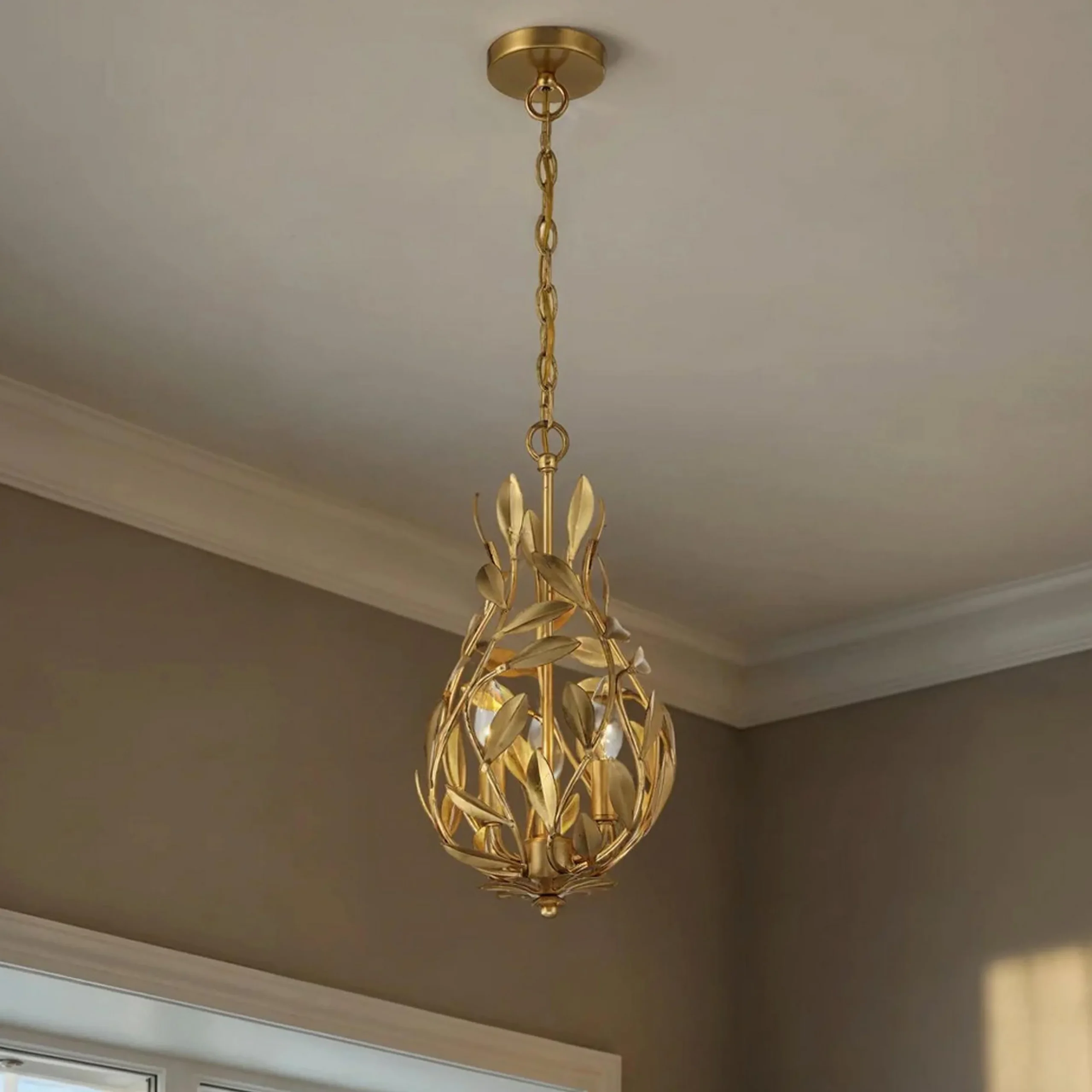 Olive Leaf Vine Lantern - 3 Light