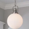 Opal Glass Globe Industrial Pendant