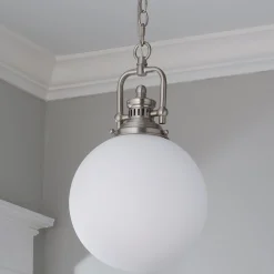 Opal Glass Globe Industrial Pendant