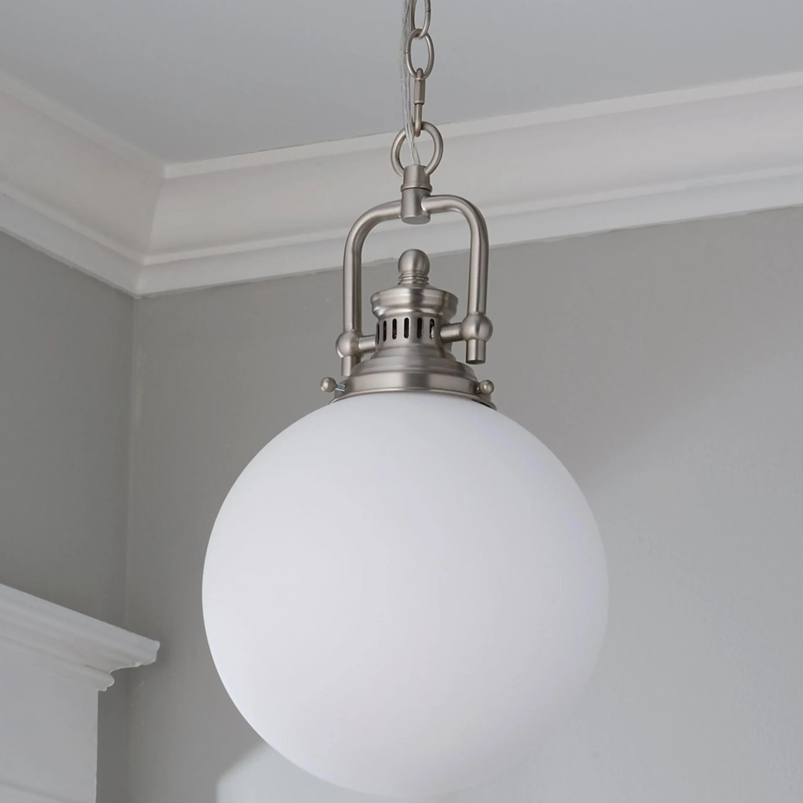 Opal Glass Globe Industrial Pendant