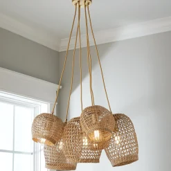 Open Weave Rattan Chandelier