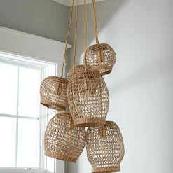Open Weave Rattan Chandelier