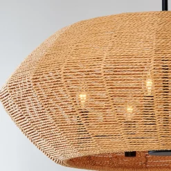 Organic Modern Rattan Chandelier - 5 Light