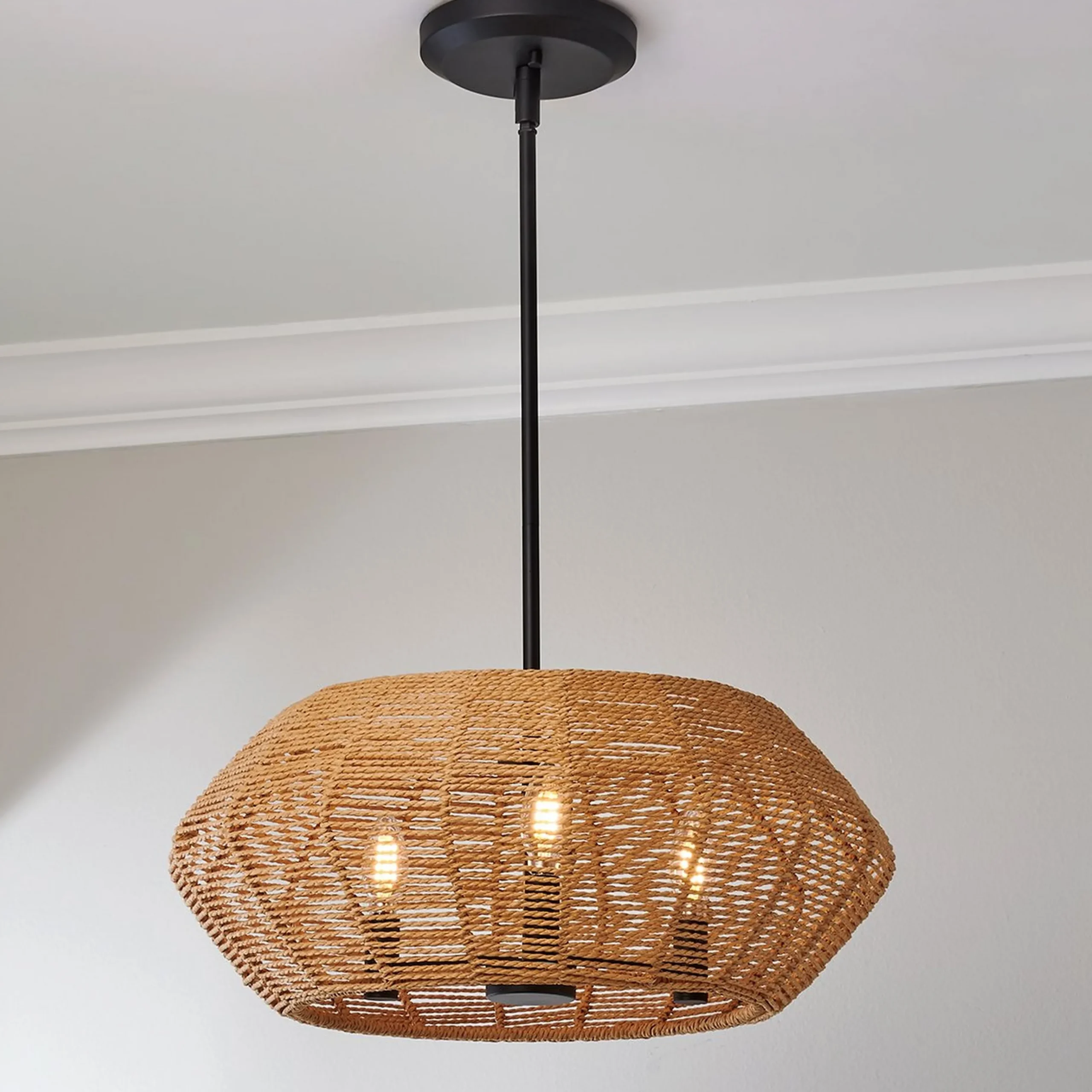 Organic Modern Rattan Chandelier - 3 Light