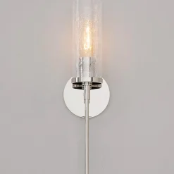 Pencil Arm and Crackle Glass Sconce