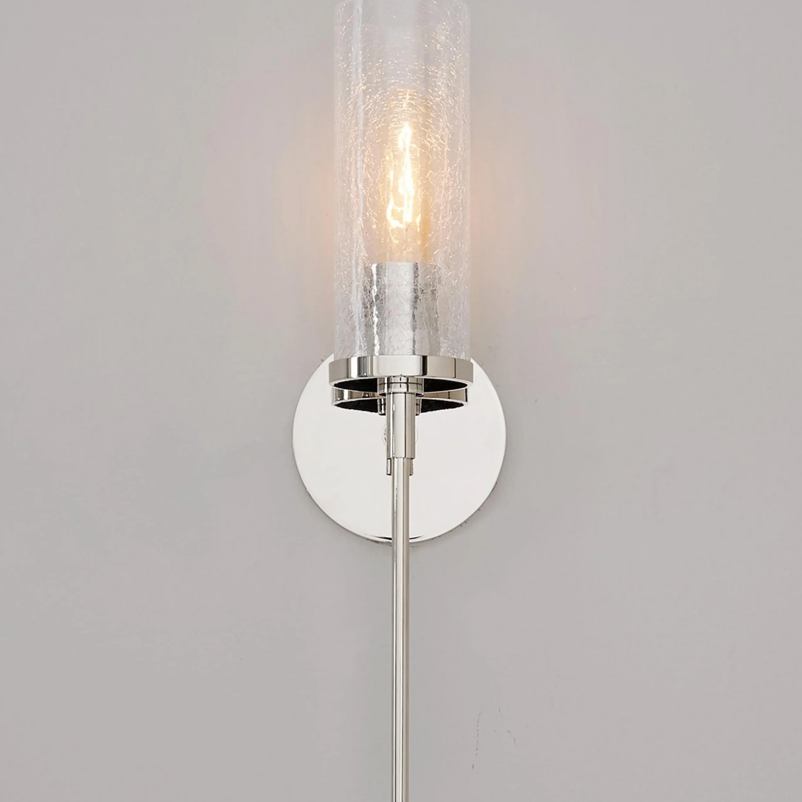Pencil Arm and Crackle Glass Sconce