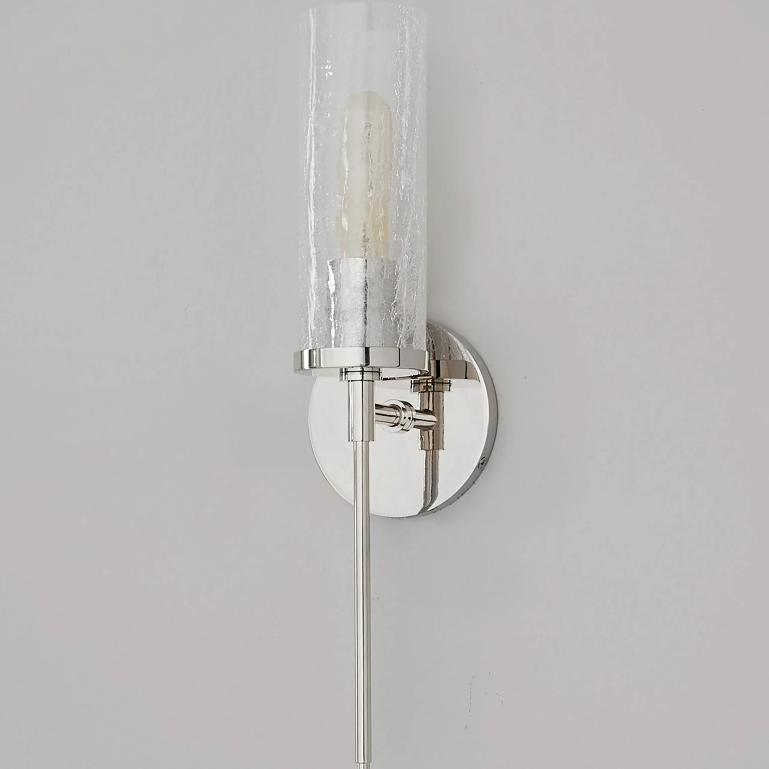 Pencil Arm and Crackle Glass Sconce