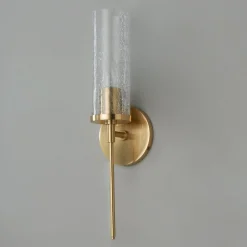 Pencil Arm and Crackle Glass Sconce
