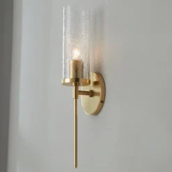 Pencil Arm and Crackle Glass Sconce