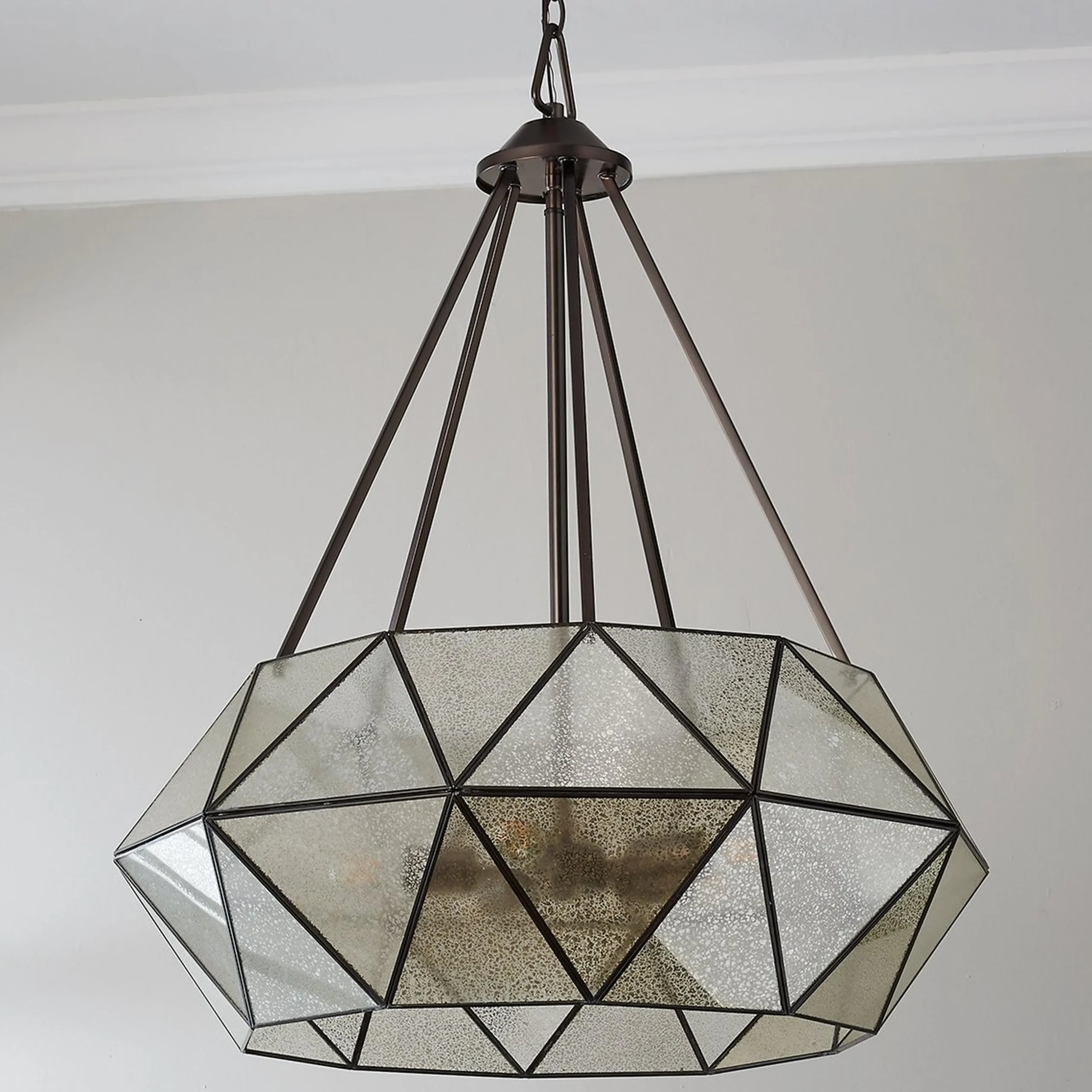 Prism Framed Mercury Glass Chandelier - 5 Light