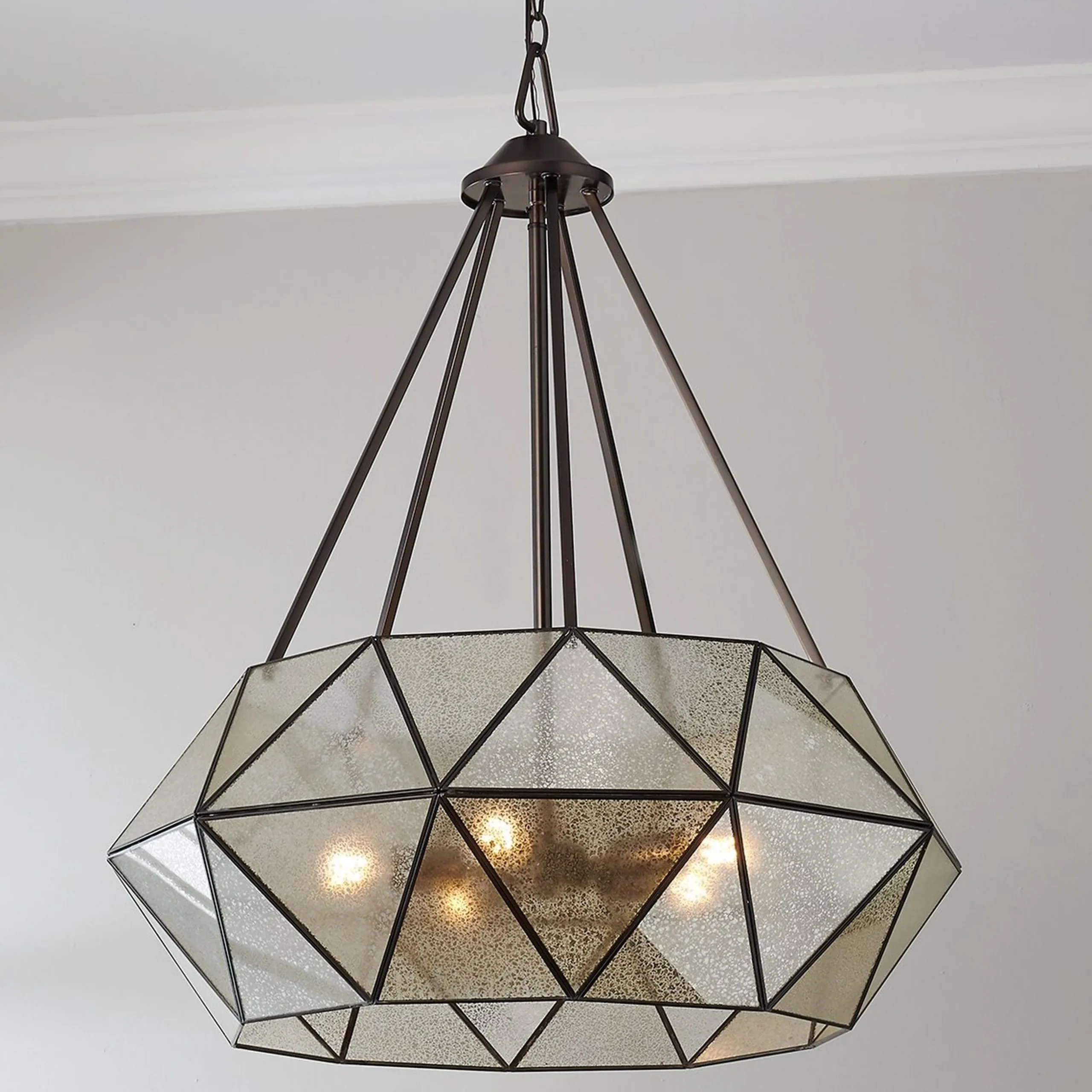 Prism Framed Mercury Glass Chandelier - 5 Light