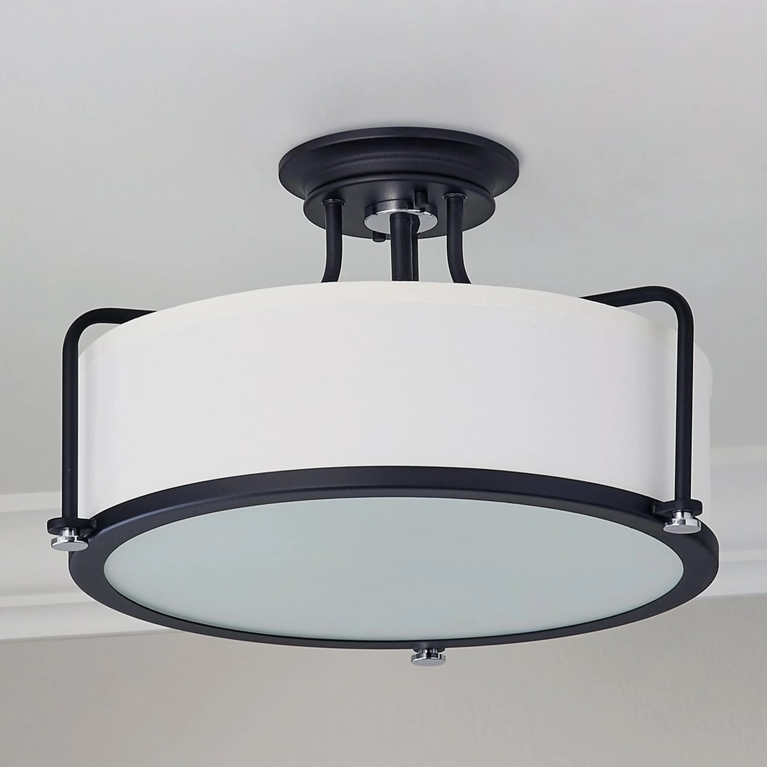 Refined Contemporary Textured Semi-Flush Ceiling Light