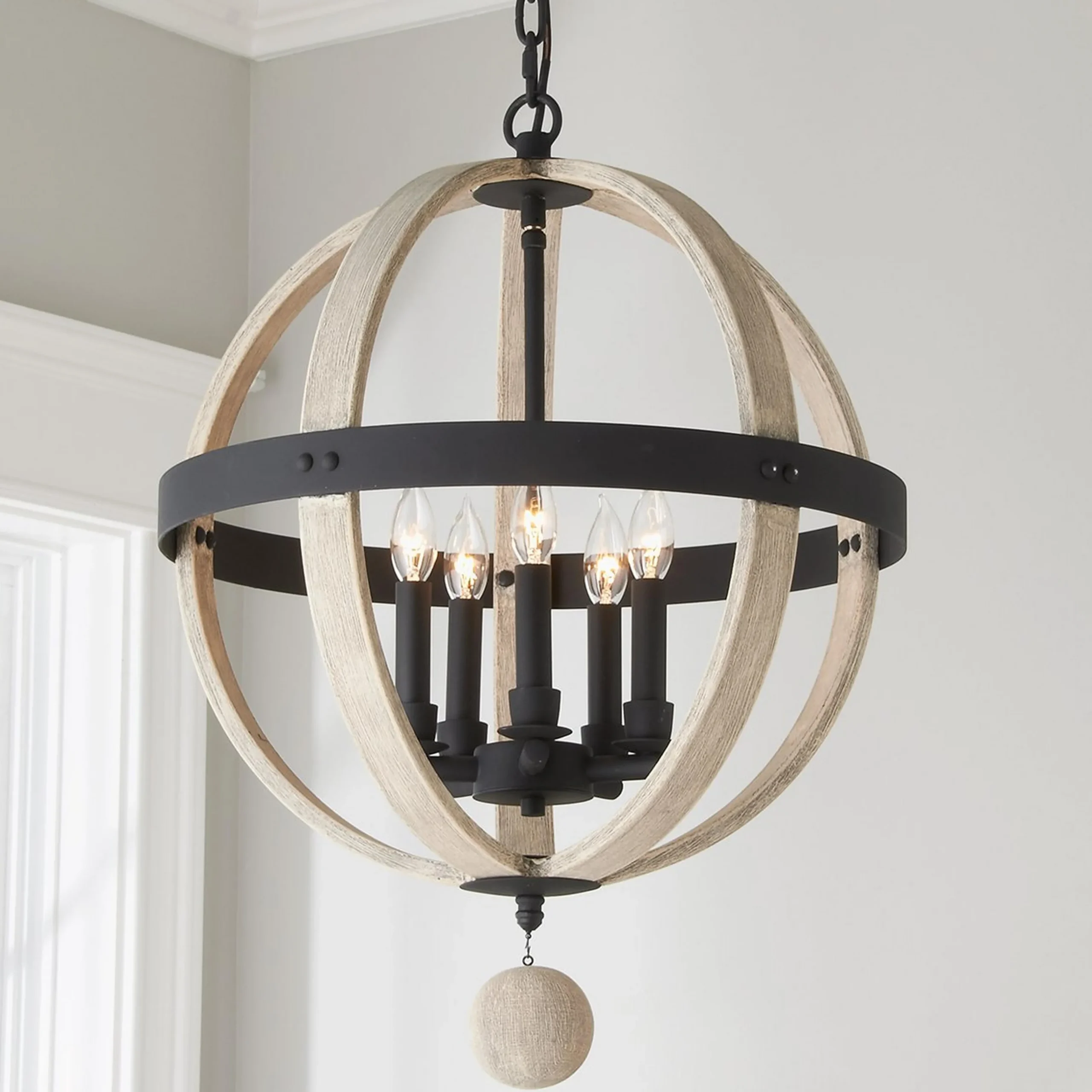 Refined Wood Globe Chandelier