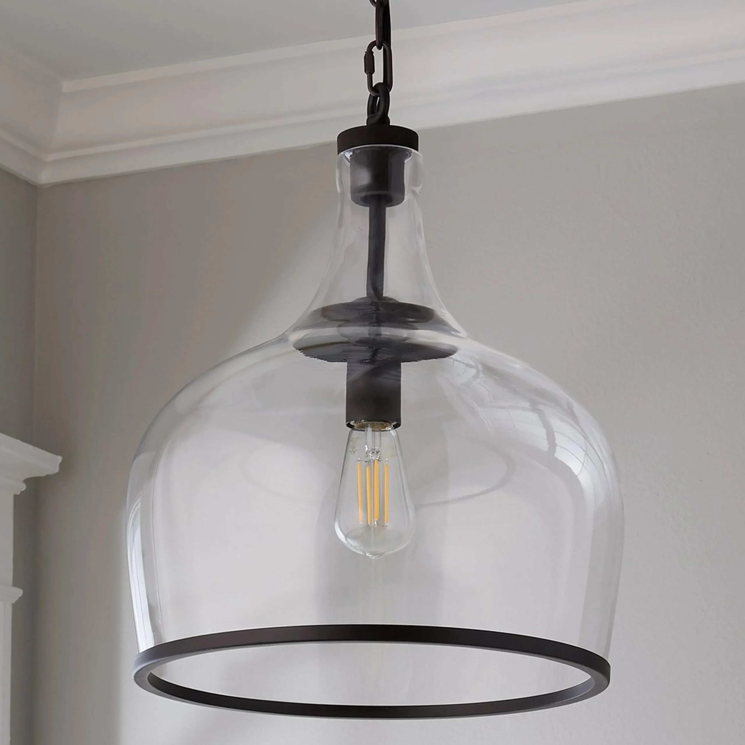 Reproduction Glass Cloche Pendant