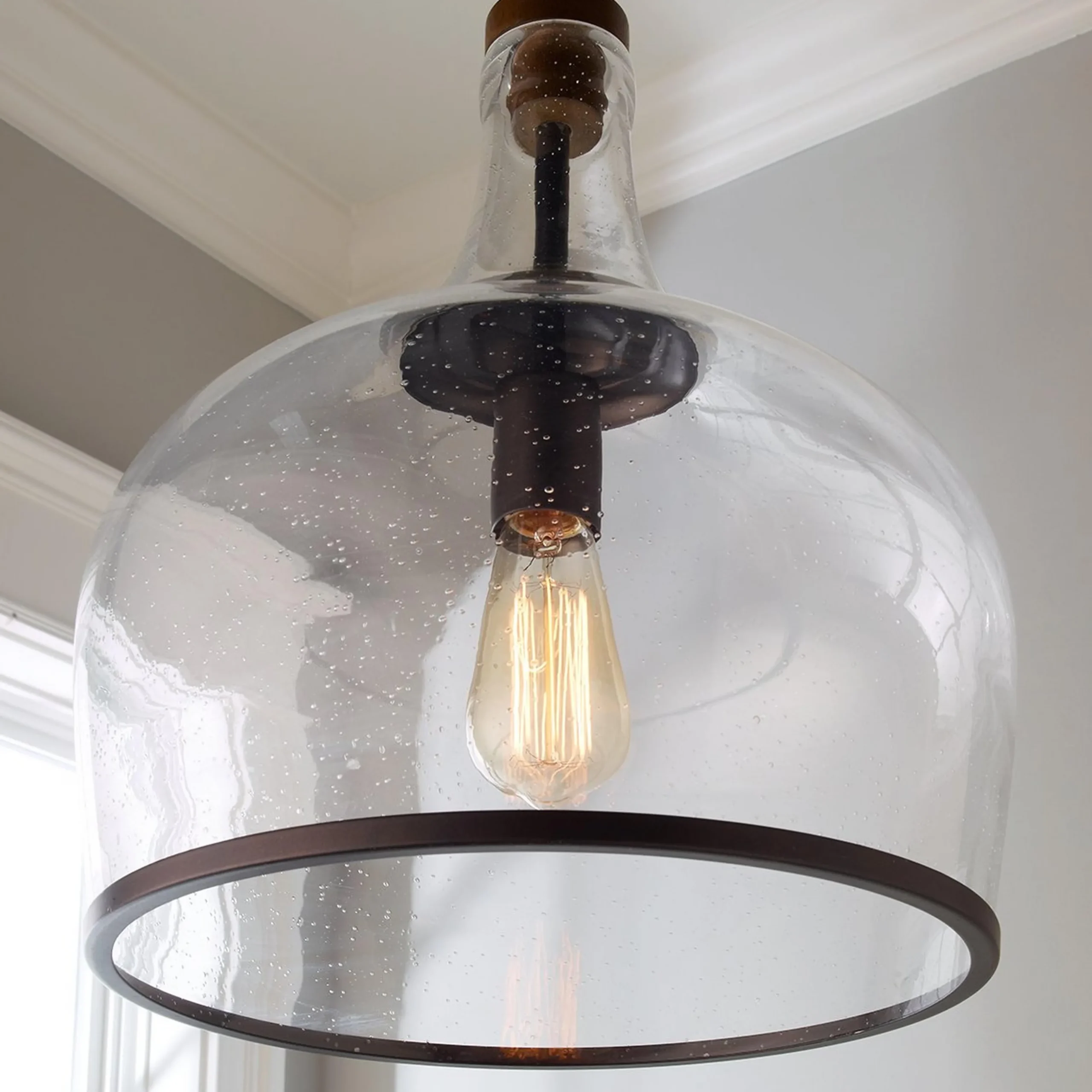 Reproduction Glass Cloche Pendant