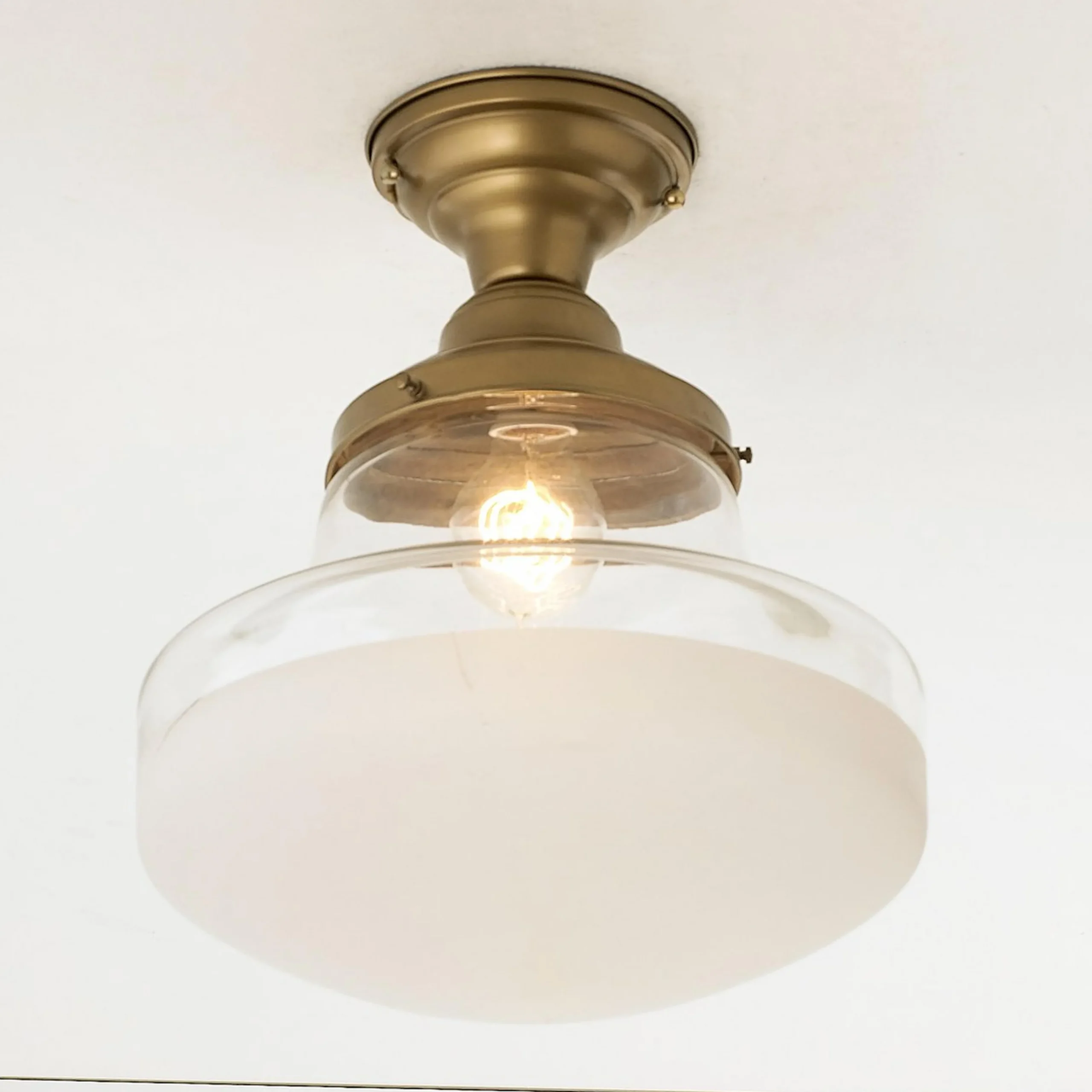 Retro Frosted Glass Semi-Flush Ceiling Light