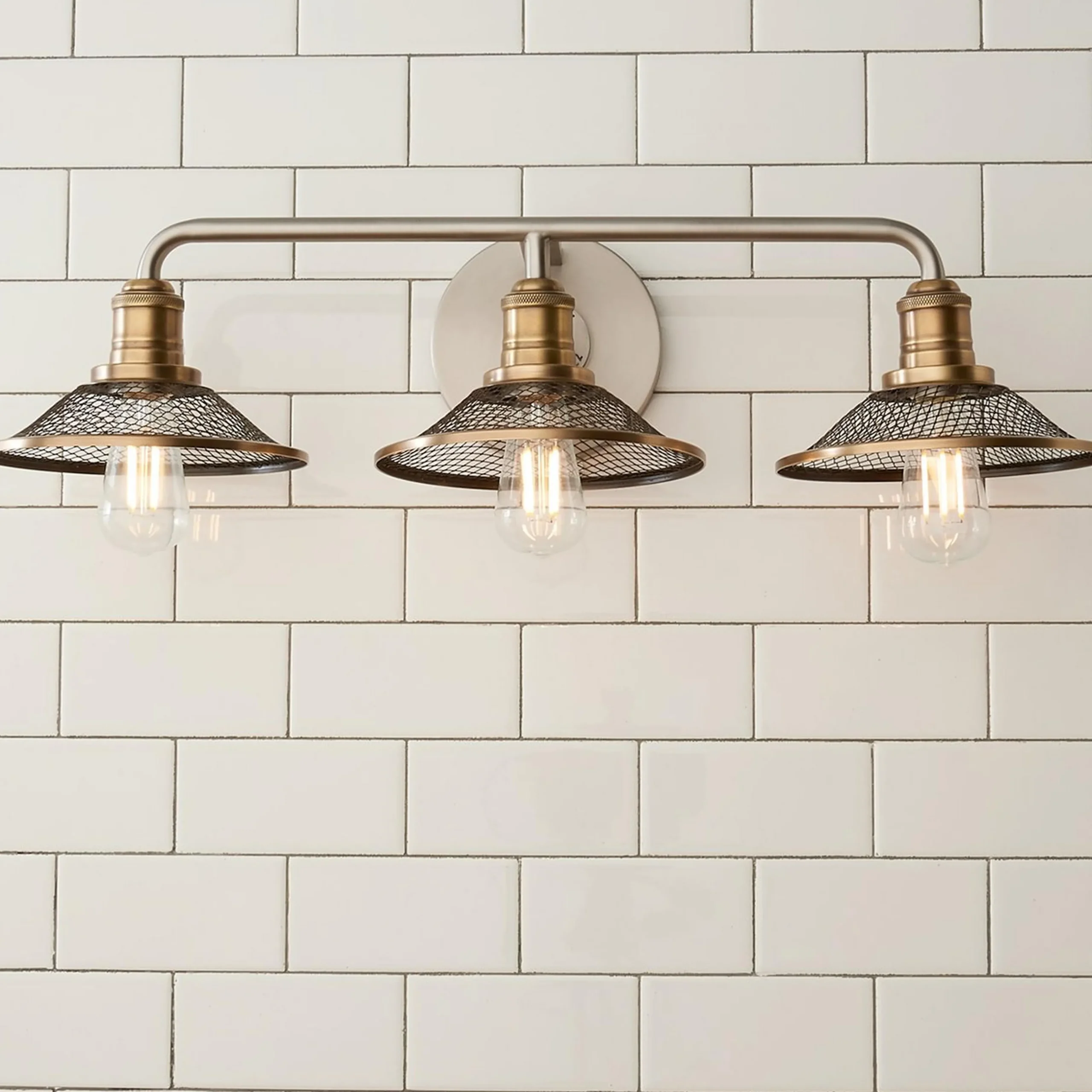 Retro Warehouse Shade Vanity Light - 3 Light