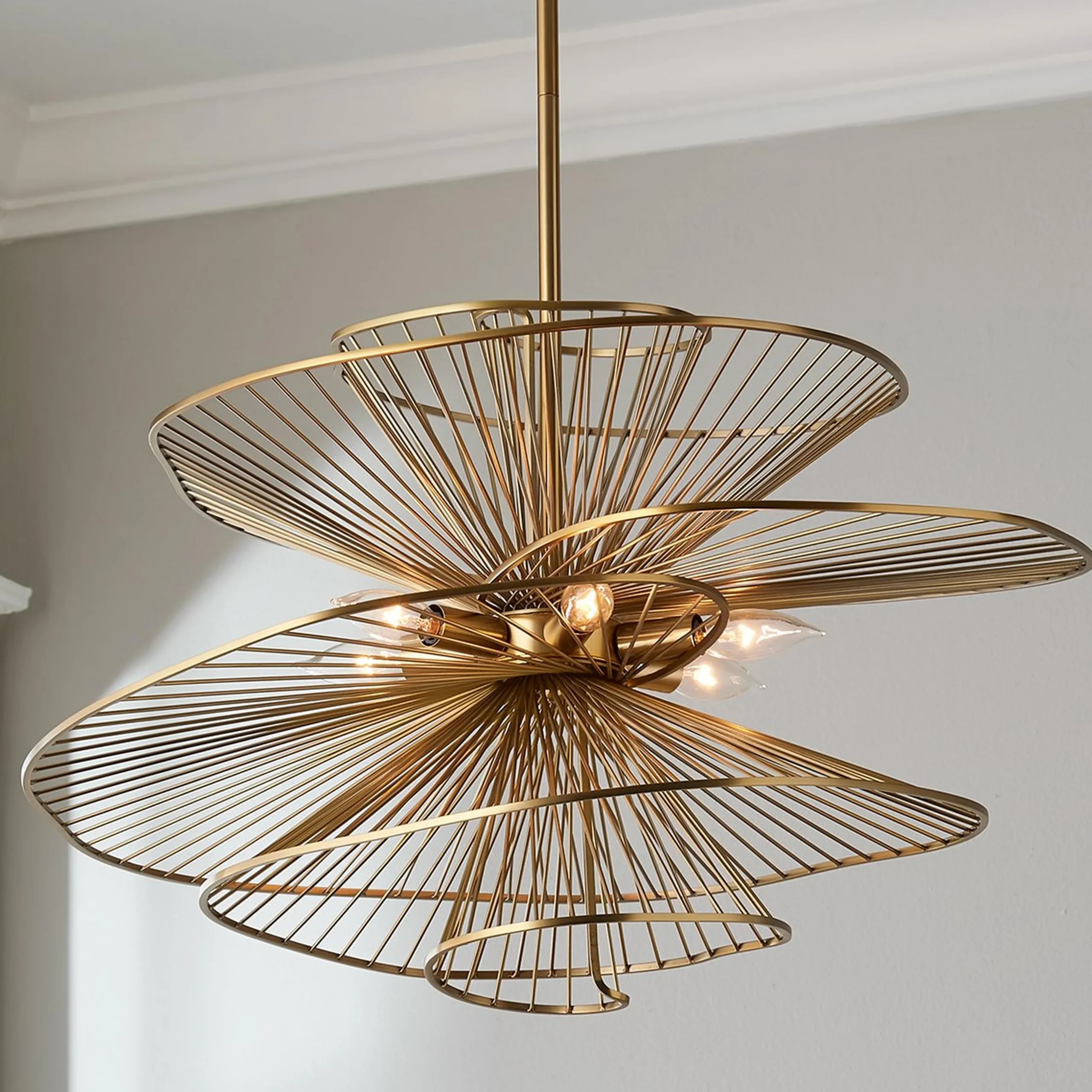 Ribbon Swirl Chandelier - 6 Light